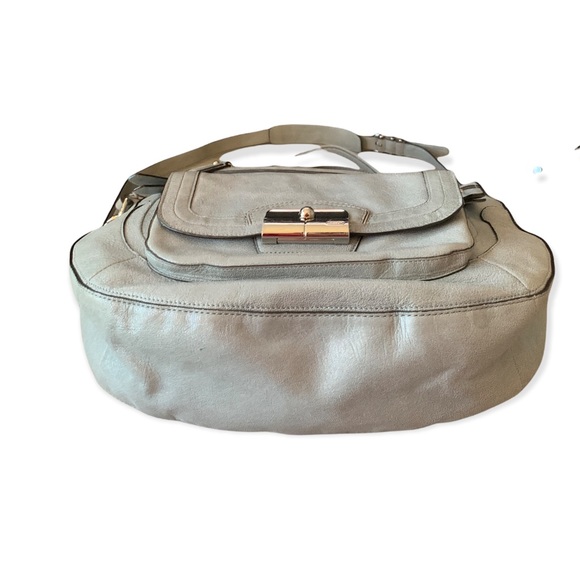 Coach Slate Gray Shimmer Leather Satchel Crossbody Bag - Picture 7 of 15